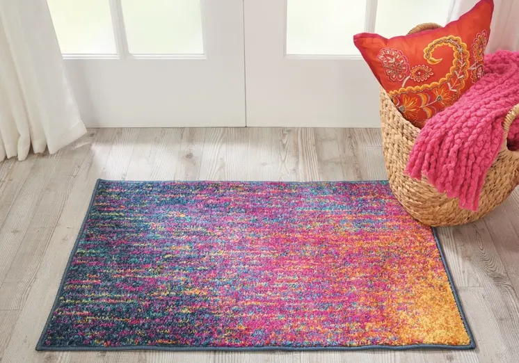 2' X 3' Blue And Orange Abstract Area Rug