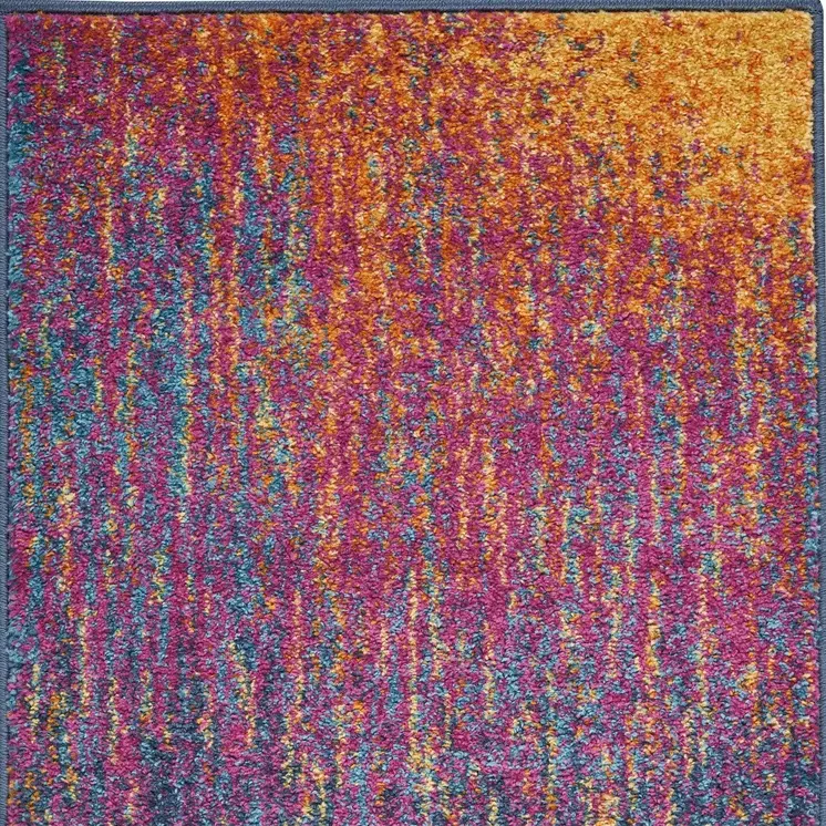 2' X 3' Blue And Orange Abstract Area Rug