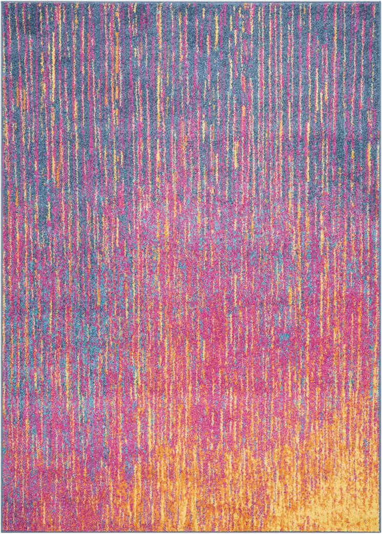 4' X 6' Blue And Orange Abstract Area Rug
