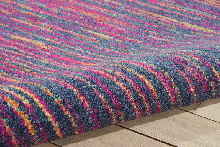 7' X 10' Blue And Orange Abstract Area Rug