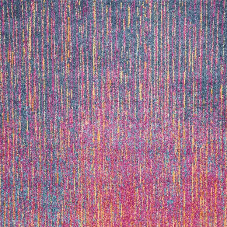 7' X 10' Blue And Orange Abstract Area Rug