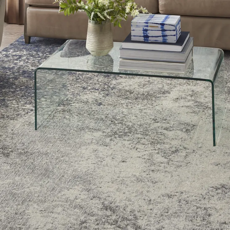 8' X 10' Gray And Ivory Abstract Area Rug