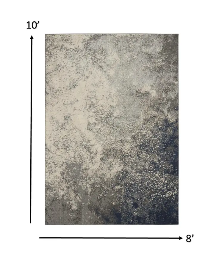 8' X 10' Gray And Ivory Abstract Area Rug