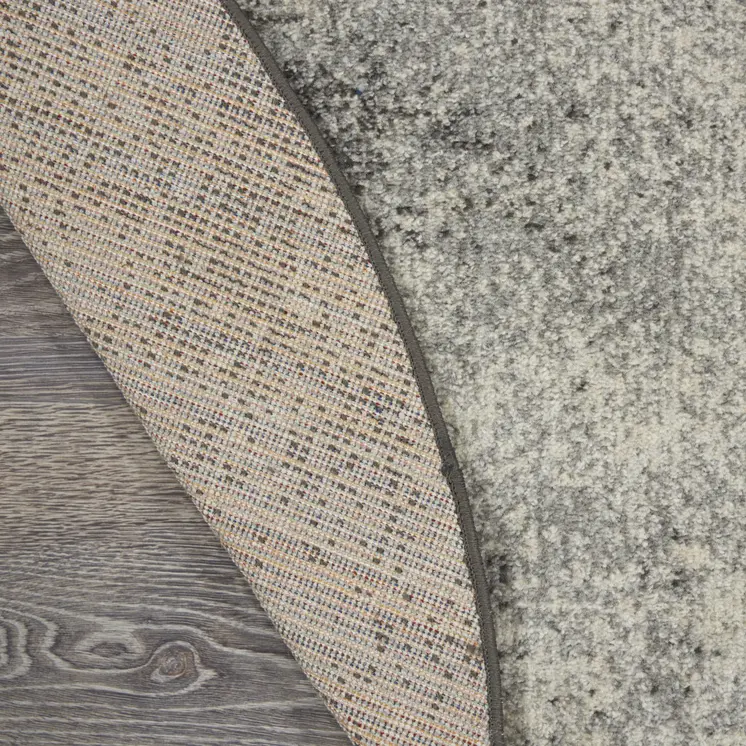 8' Gray And Ivory Abstract Round Rug