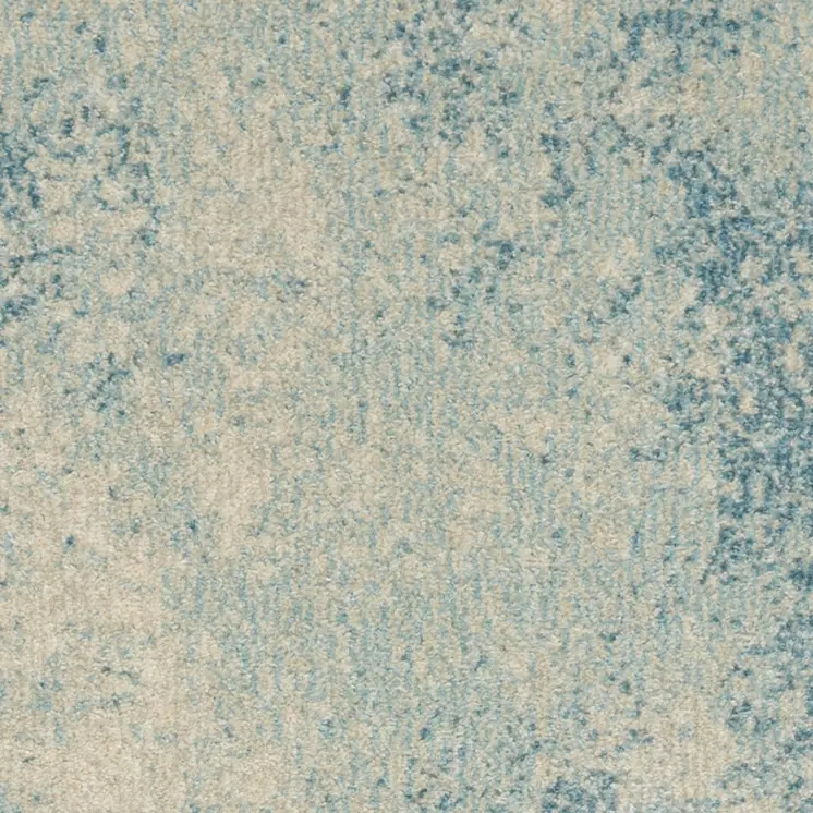 6' Blue And Ivory Abstract Runner Rug