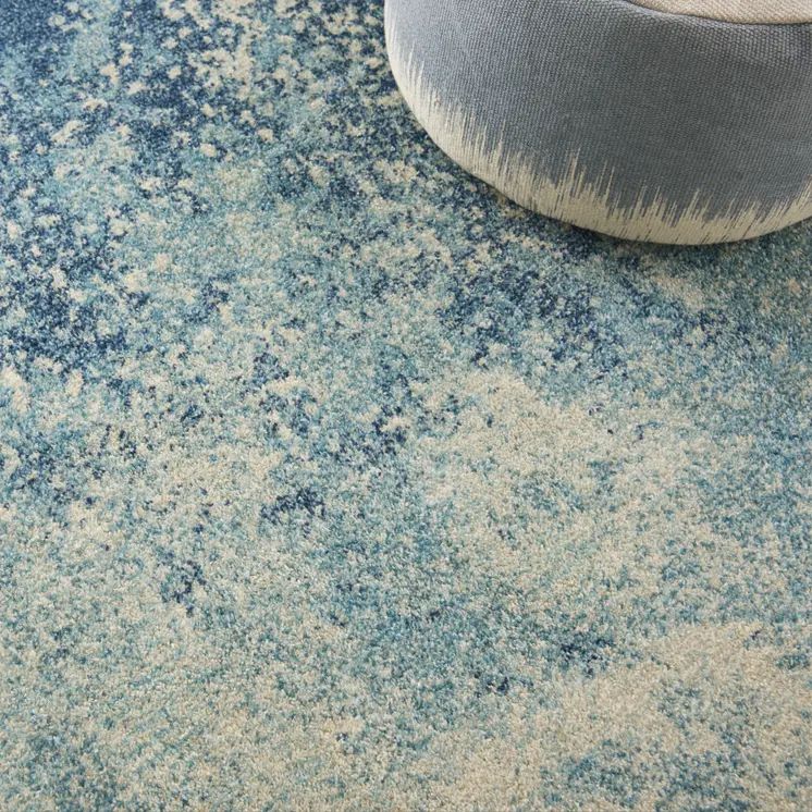 4' X 6' Blue And Ivory Abstract Area Rug