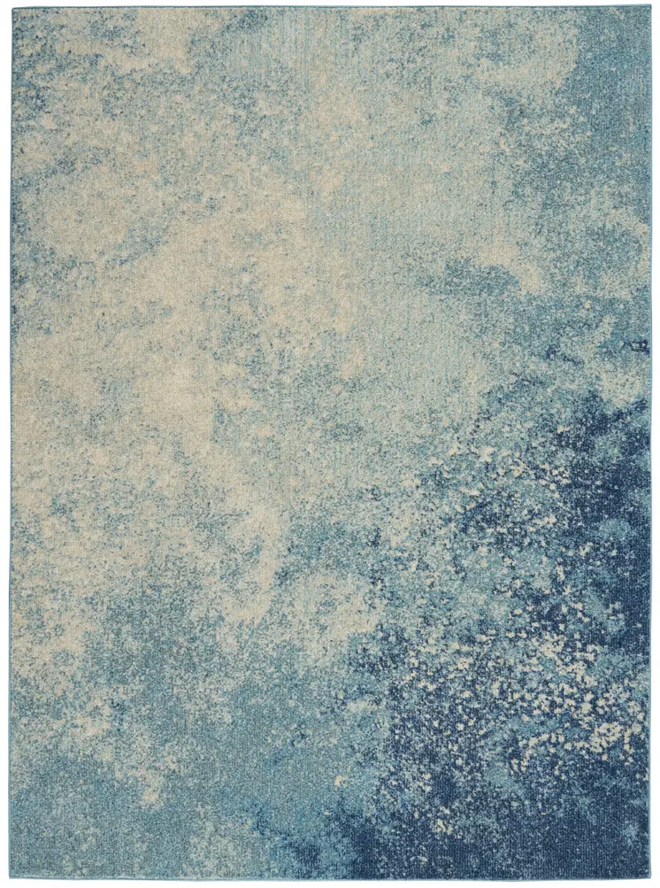 4' X 6' Blue And Ivory Abstract Area Rug