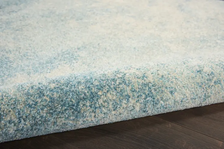 5' Blue And Ivory Abstract Round Rug