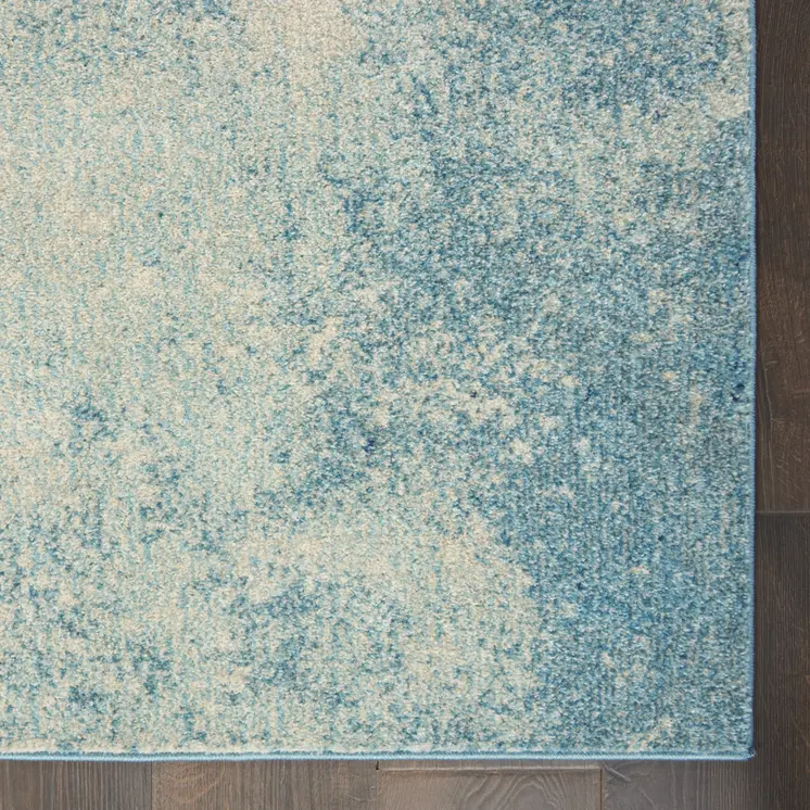 8' X 10' Blue And Ivory Abstract Area Rug