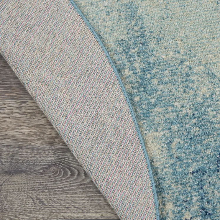 8' Blue And Ivory Abstract Round Rug