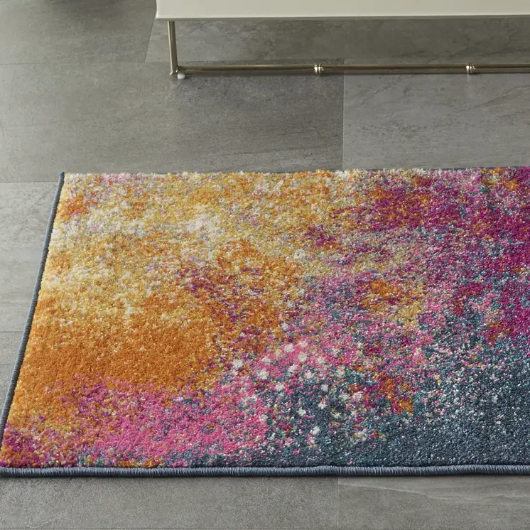 2' X 3' Blue And Orange Abstract Area Rug