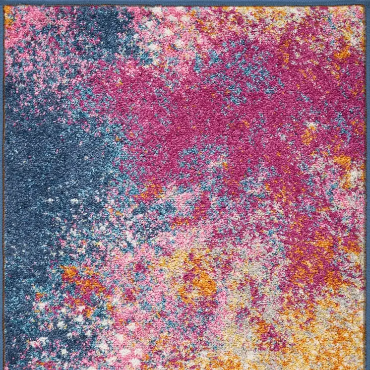 2' X 3' Blue And Orange Abstract Area Rug