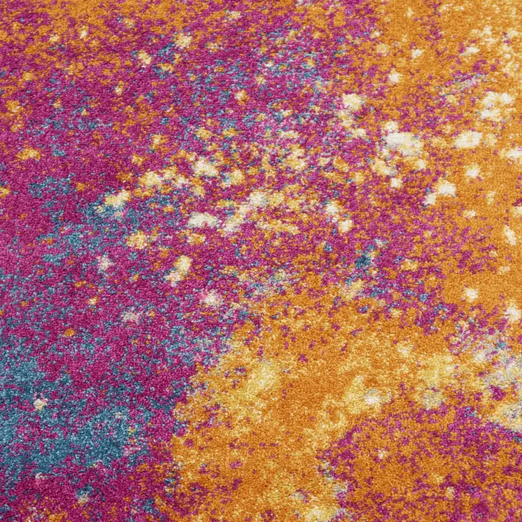 5' X 7' Blue And Orange Abstract Area Rug