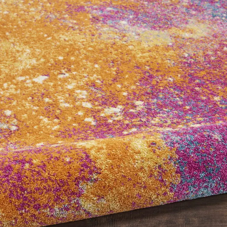 5' X 7' Blue And Orange Abstract Area Rug