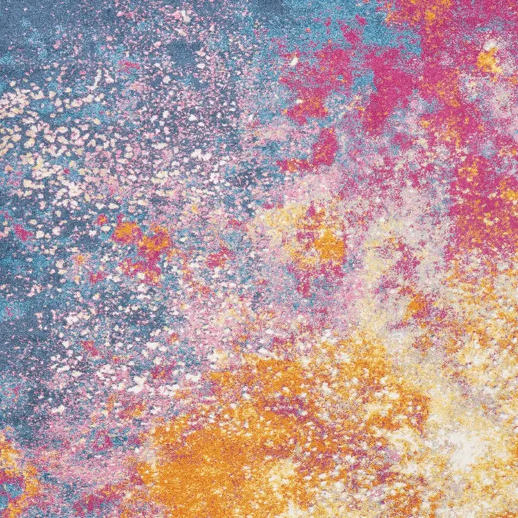 8' X 10' Blue And Orange Abstract Area Rug