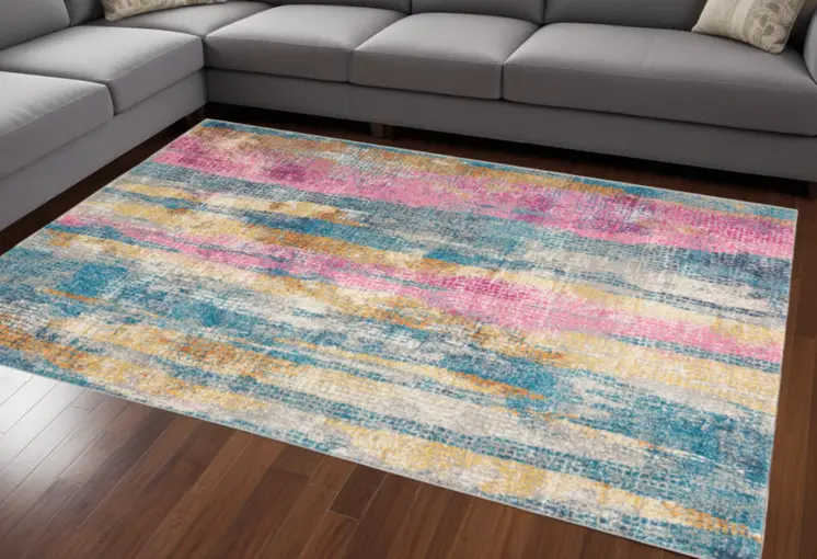 8' X 10' Gray And Ivory Abstract Distressed Area Rug