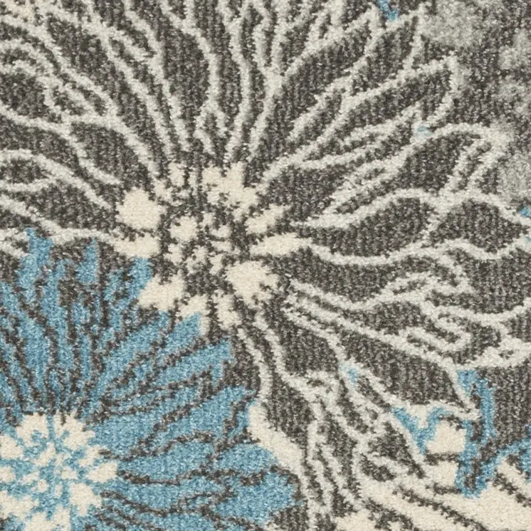 2' X 3' Blue And Gray Floral Area Rug