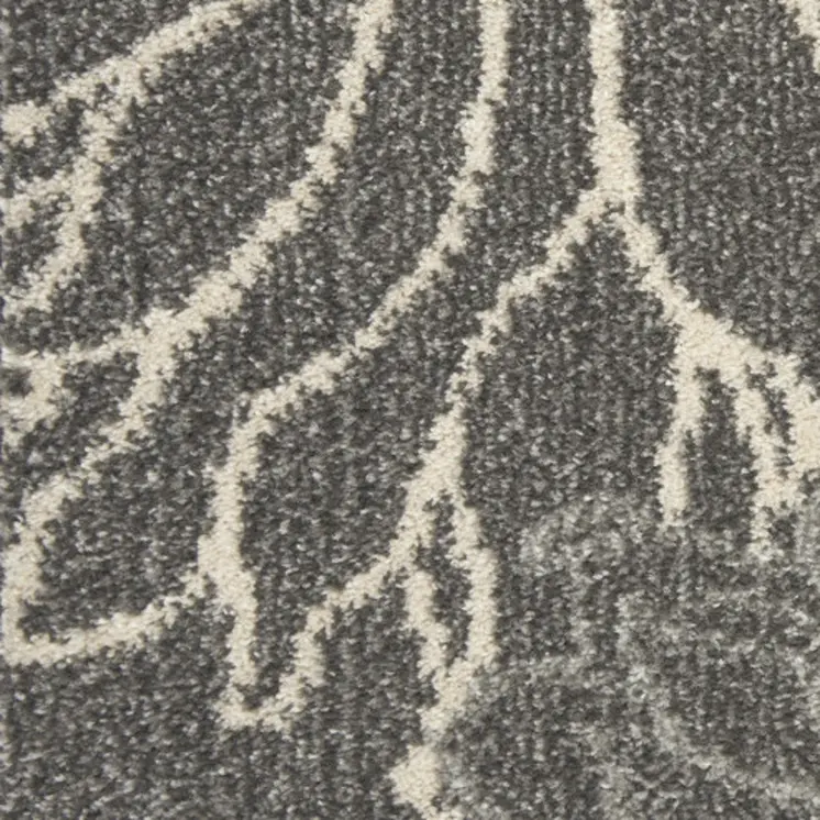 6' Blue And Gray Floral Runner Rug