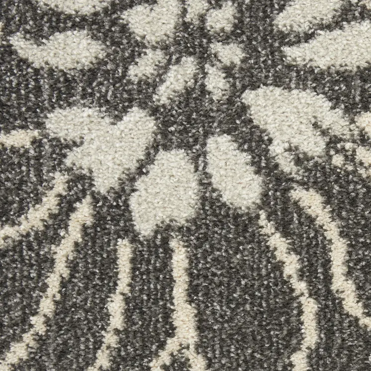 4' X 6' Blue And Gray Floral Area Rug