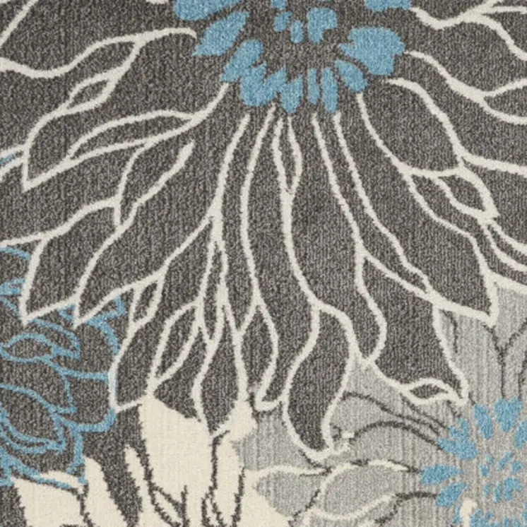 8' X 10' Blue And Gray Floral Area Rug