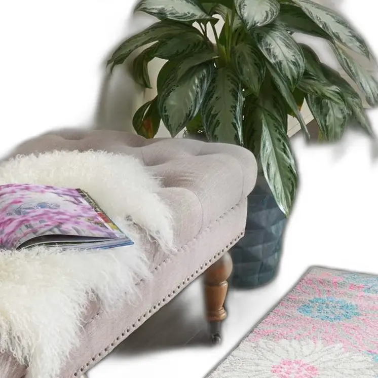8' Gray And Pink Floral Runner Rug