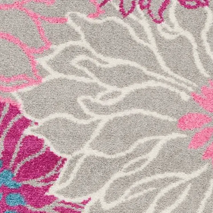 4' X 6' Gray And Pink Floral Area Rug