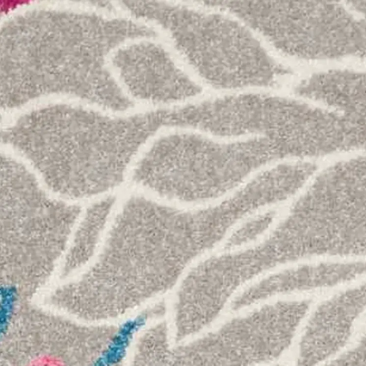 7' X 10' Gray And Pink Floral Area Rug
