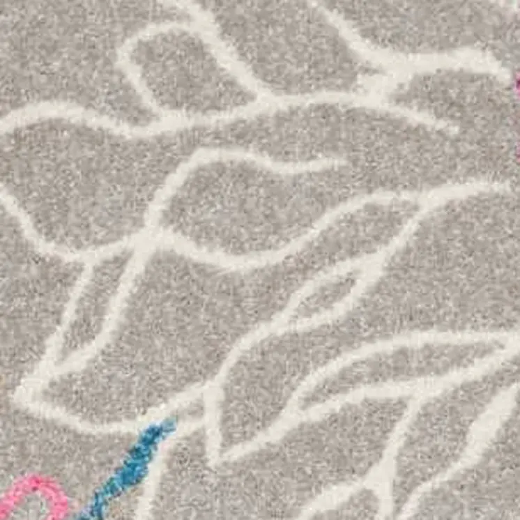 7' X 10' Gray And Pink Floral Area Rug