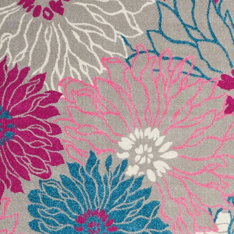 8' X 10' Gray And Pink Floral Area Rug