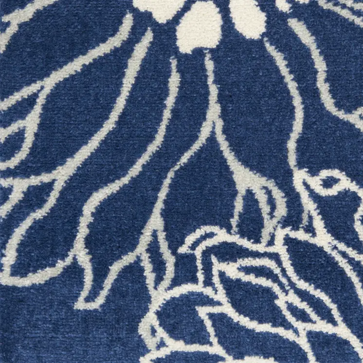 6' Blue And Ivory Floral Runner Rug