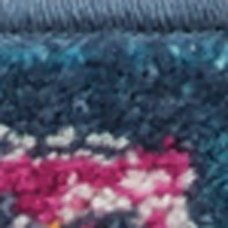 6' Blue And Pink Medallion Distressed Runner Rug