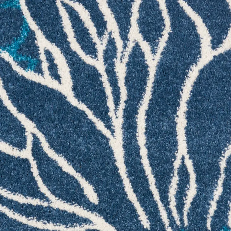 6' Blue And Gold Floral Runner Rug
