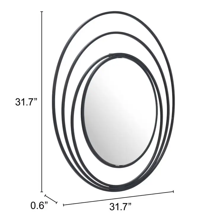 32" Black Oval Steel Framed Accent Mirror