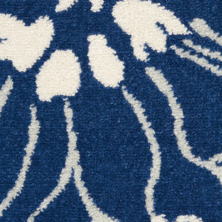 8' X 10' Blue And Ivory Floral Area Rug