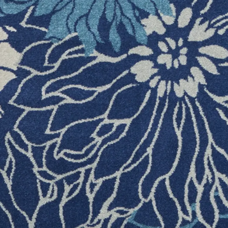 8' X 10' Blue And Ivory Floral Area Rug