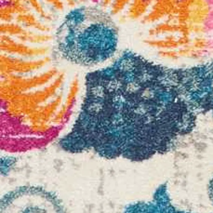 8' X 10' Ivory And Blue Floral Area Rug
