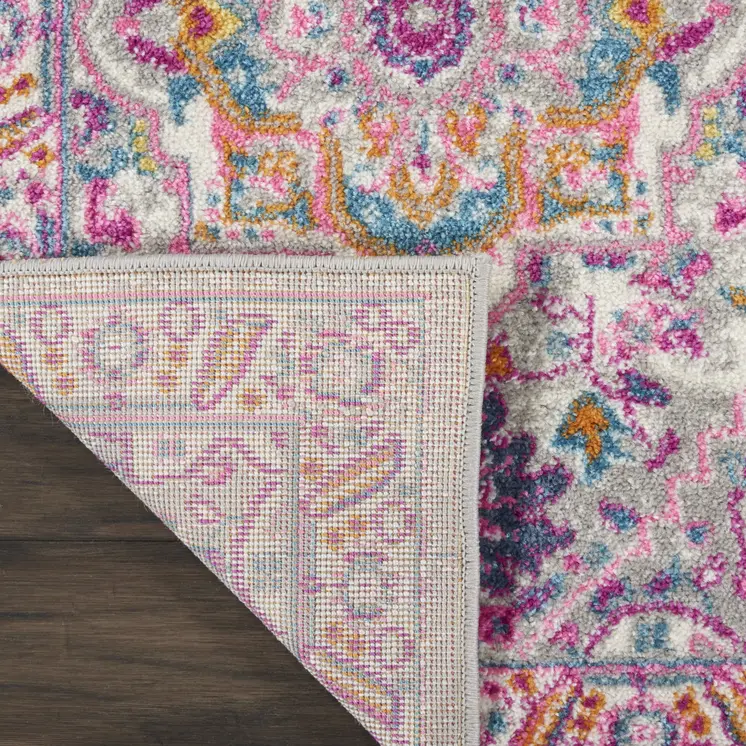2' X 3' Light Gray And Pink Medallion Area Rug