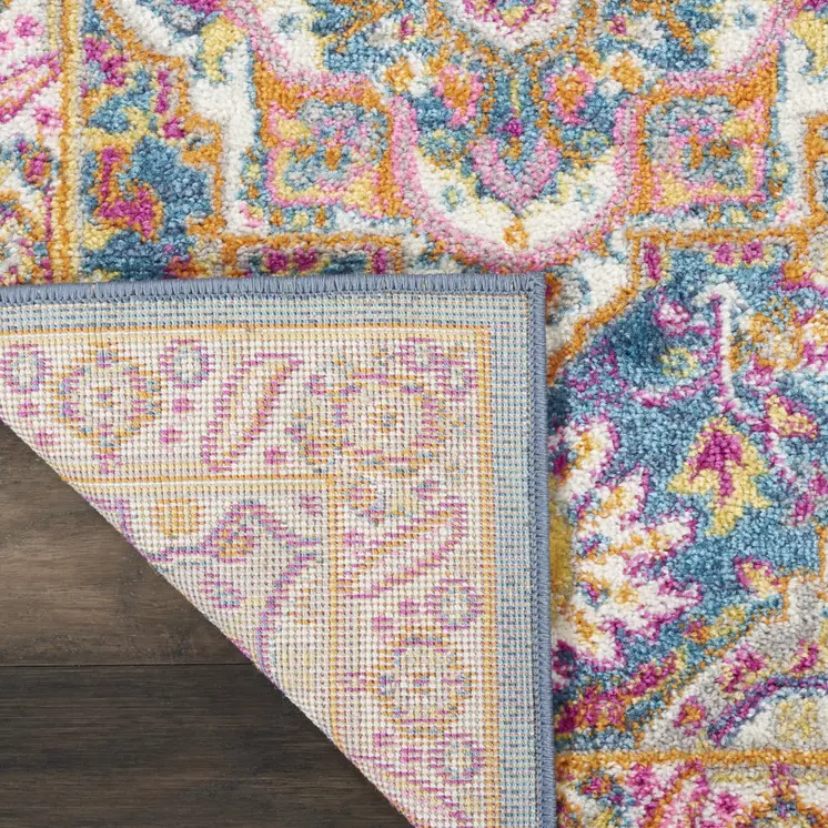 2' X 3' Teal And Ivory Medallion Distressed Area Rug