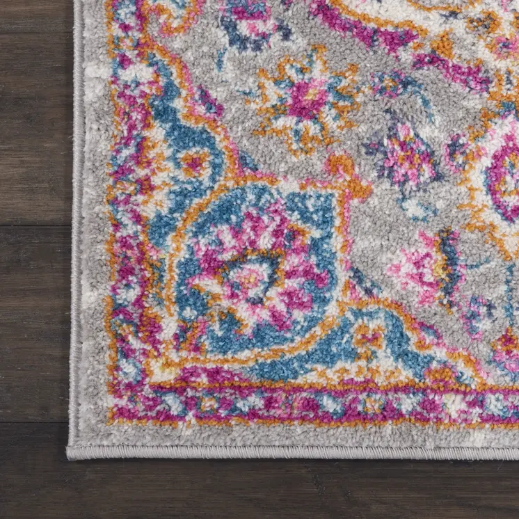2' X 3' Gray And Ivory Medallion Area Rug