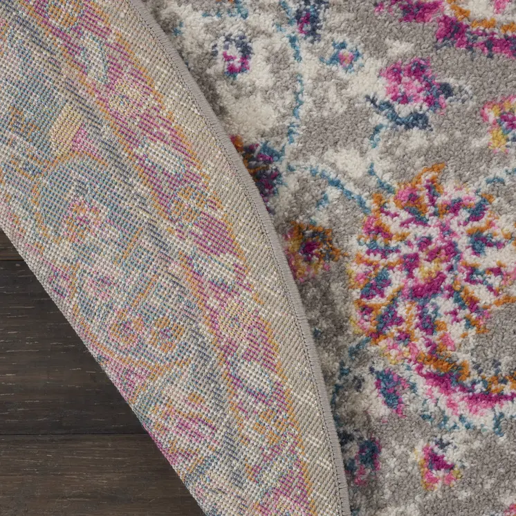4' Gray And Ivory Medallion Round Rug