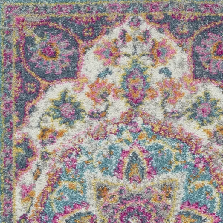 2' X 3' Ivory And Blue Medallion Area Rug