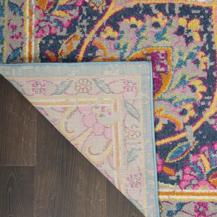 7' X 10' Ivory And Blue Medallion Area Rug