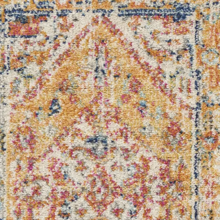 2' X 3' Yellow And Ivory Medallion Area Rug