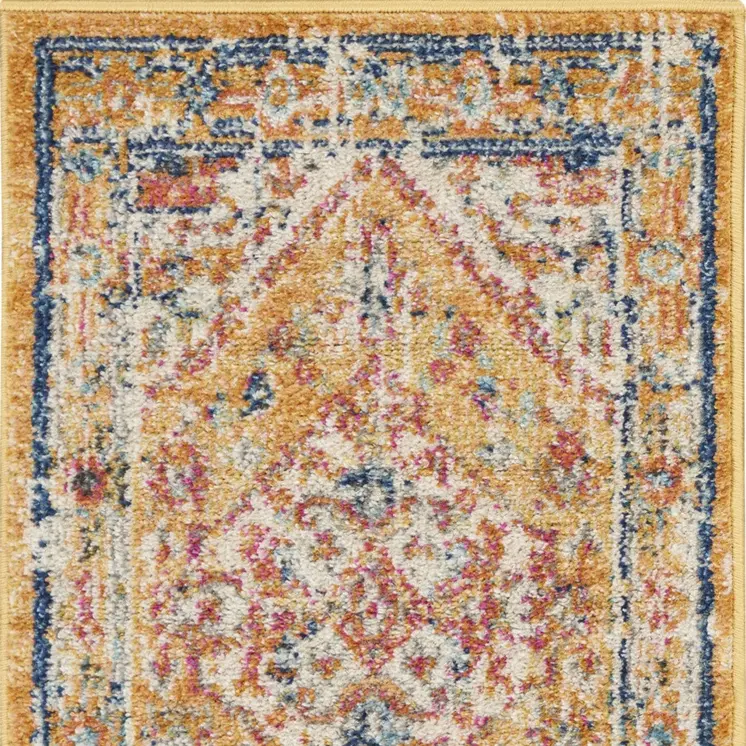 2' X 3' Yellow And Ivory Medallion Area Rug