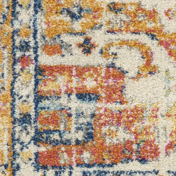 4' X 6' Yellow And Ivory Medallion Area Rug