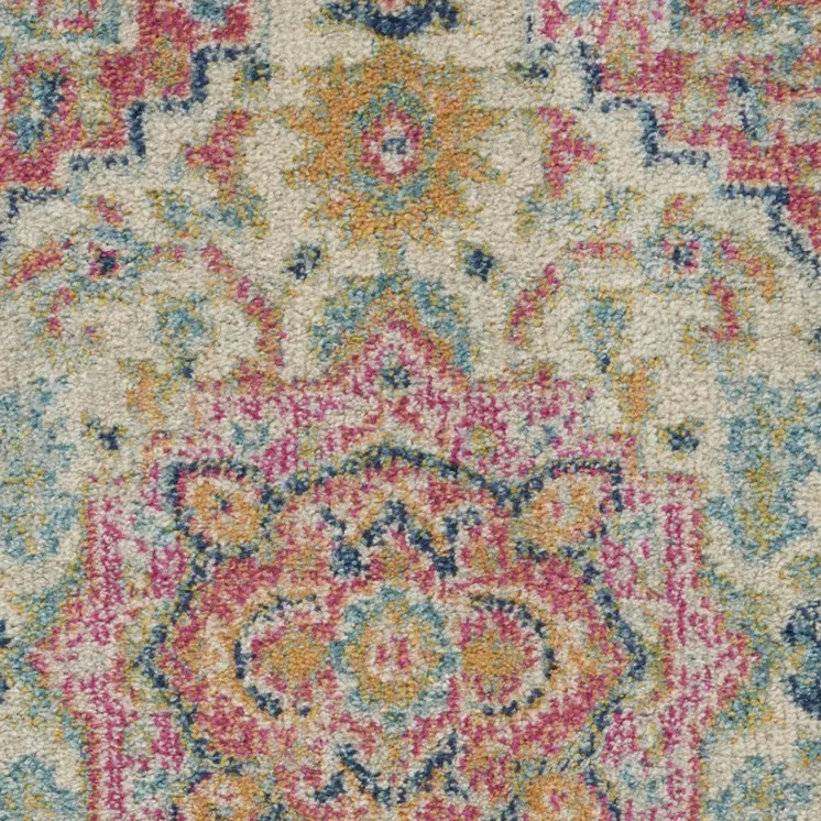 2' X 3' Pink And Ivory Southwestern Distressed Area Rug