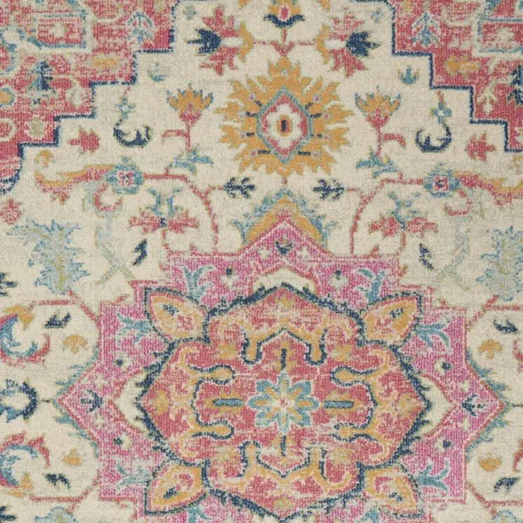 4' X 6' Pink And Ivory Southwestern Distressed Area Rug