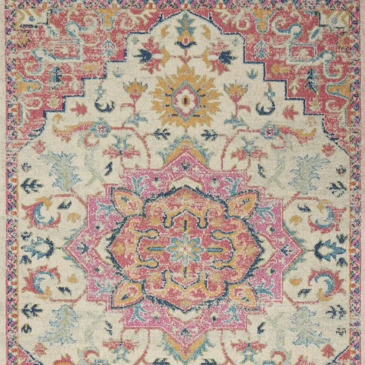 4' X 6' Pink And Ivory Southwestern Distressed Area Rug