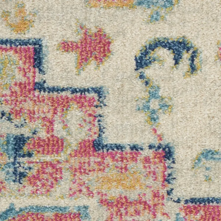 5' X 7' Pink And Ivory Southwestern Distressed Area Rug