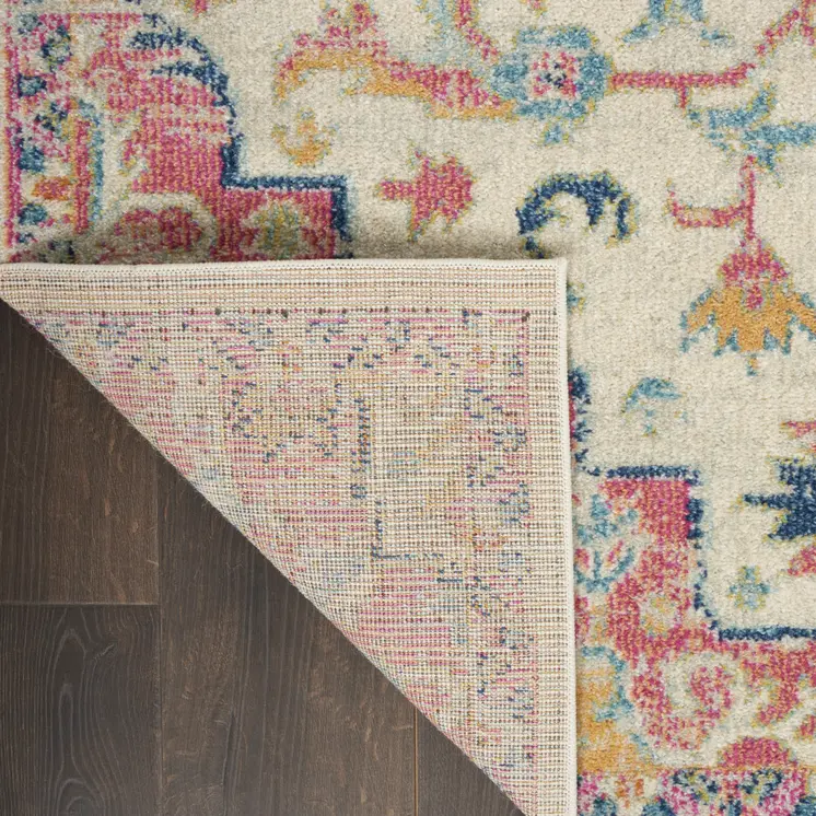 5' X 7' Pink And Ivory Southwestern Distressed Area Rug